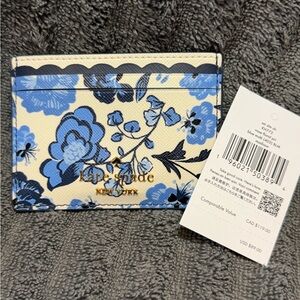 Kate Spade Cream and Blue Floral Card Holder